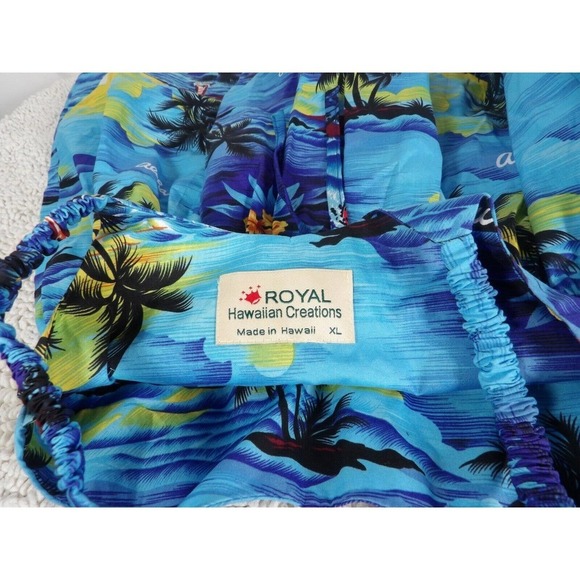 Royal Hawaiian Creations Baby Girls Blue Palm Trees Sunset Aloha Dress Size XL - Picture 5 of 5
